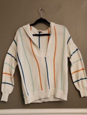 Roxy Pullover Beach Bay Of Rainbows Striped Knit Sweater